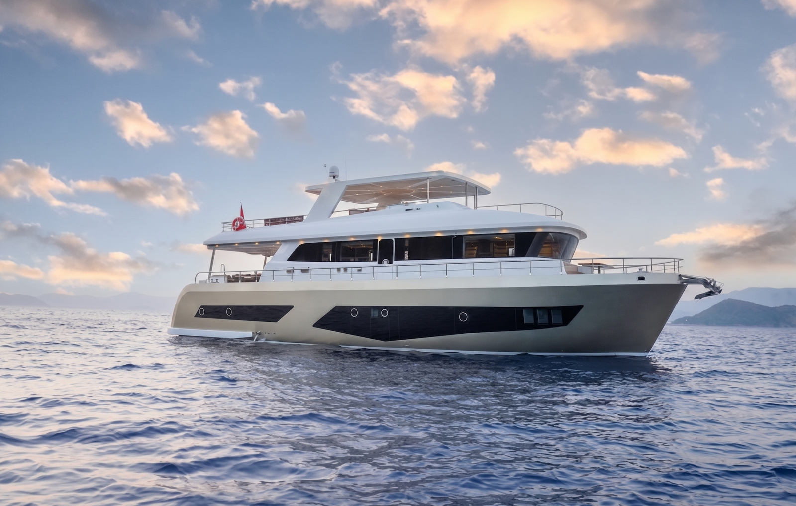 Sun deck aboard the CF2404 24m trawler charter Fethiye