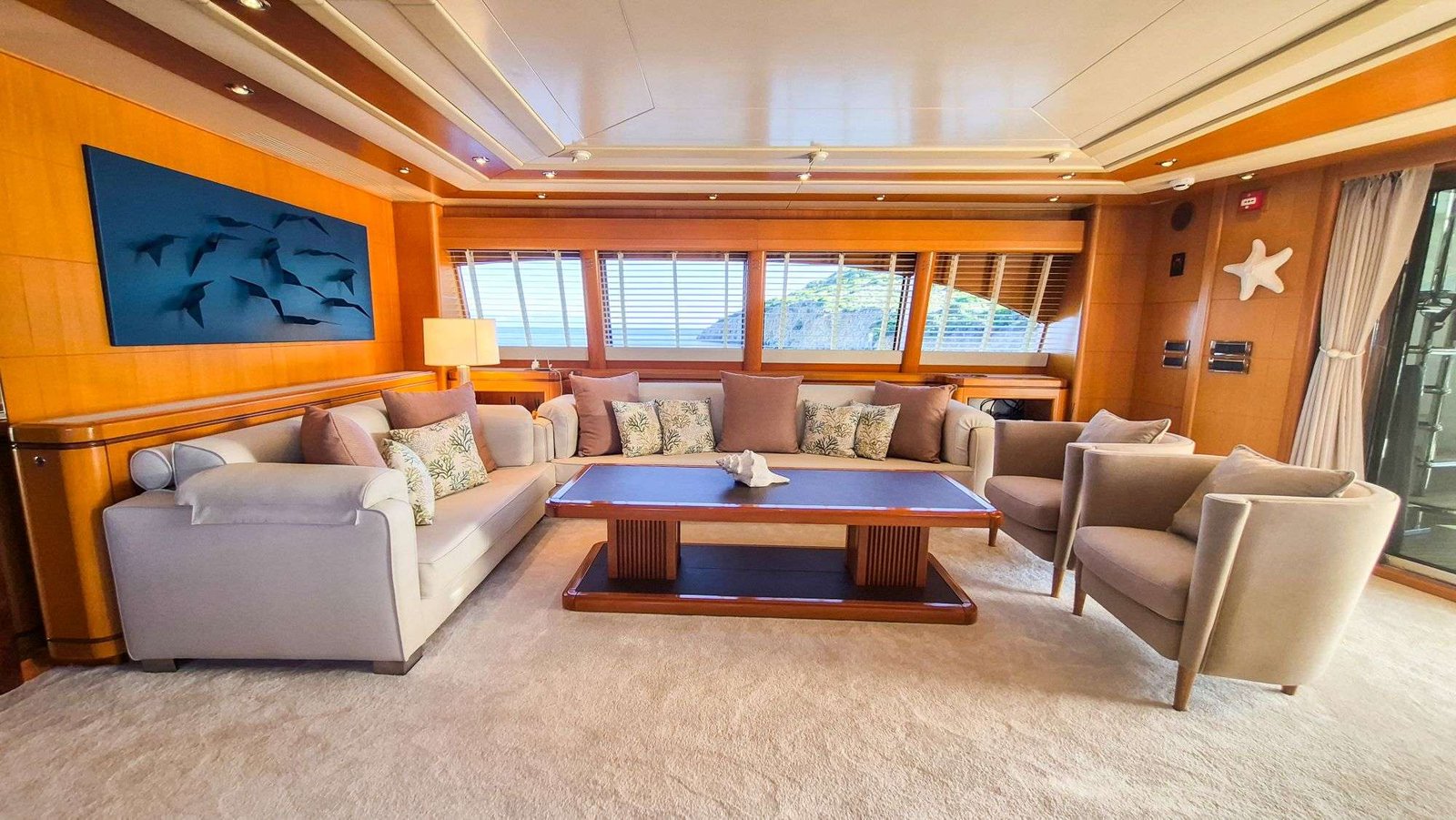 Sky lounge seating aboard a 40m CRN superyacht charter, Turkish Riviera — AR4004