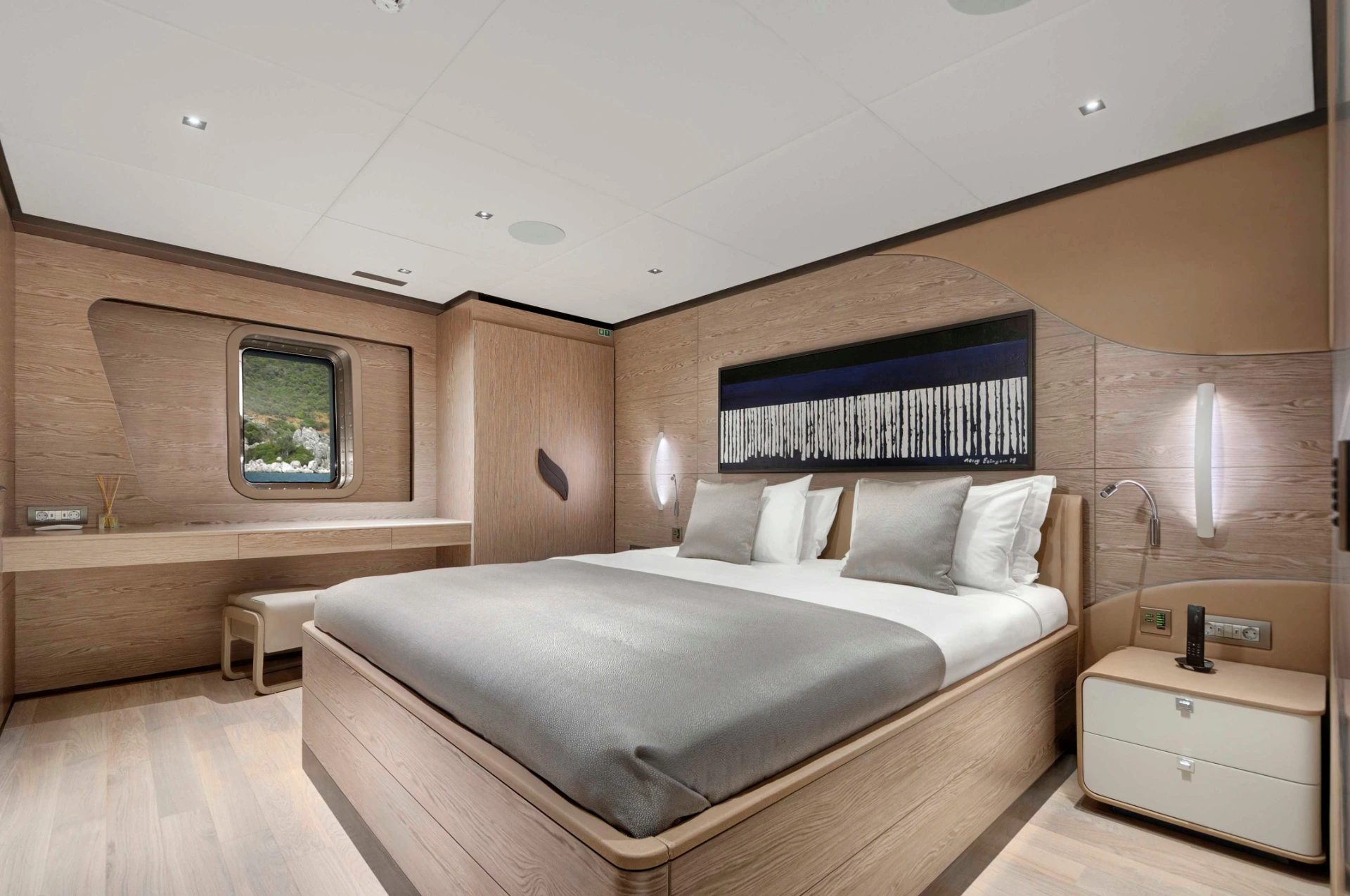 First guest cabin with double bed aboard a 50m superyacht charter, Bodrum — AA5019