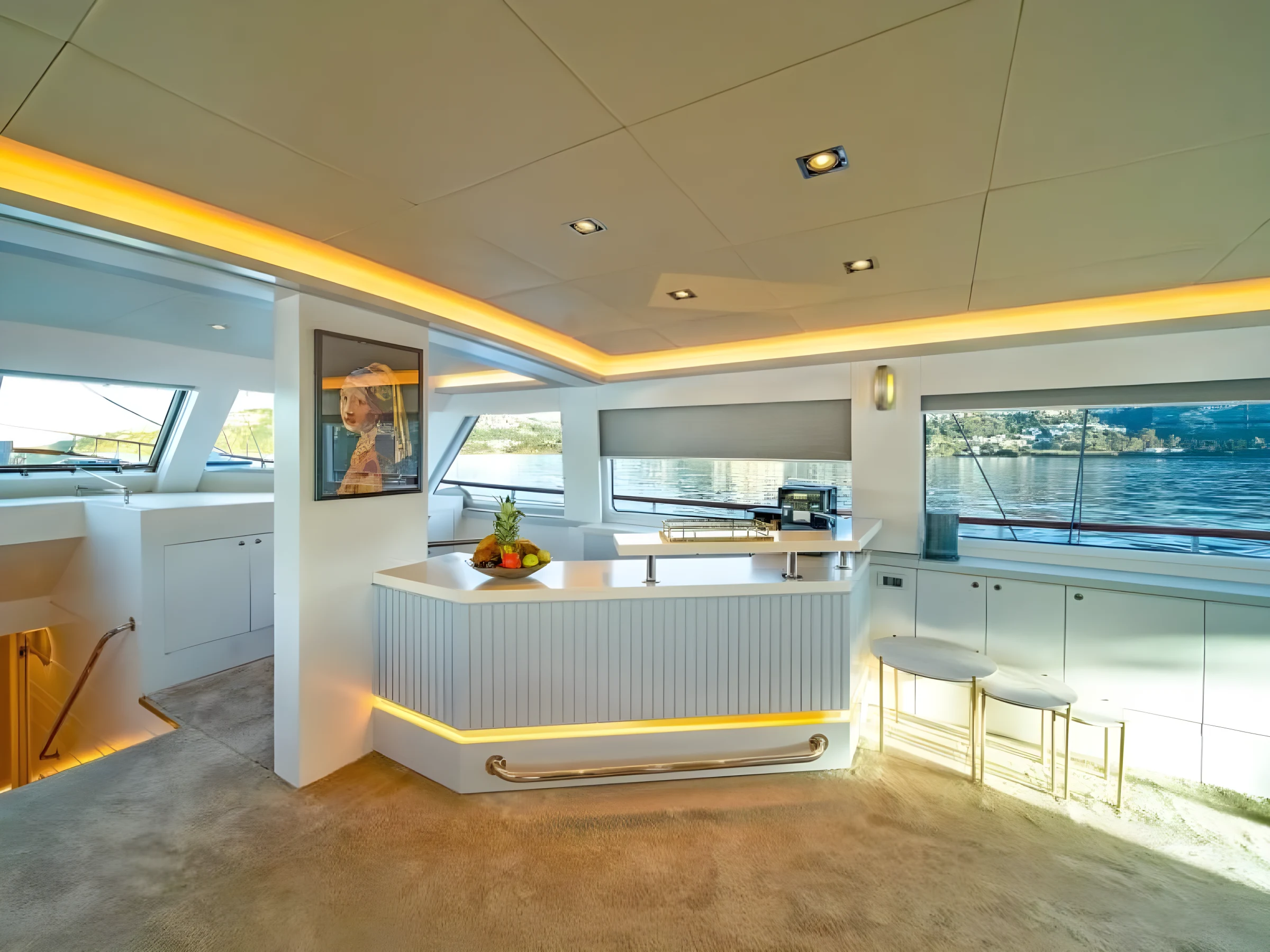 Galley and bar counter on a crewed gulet charter Bodrum yacht