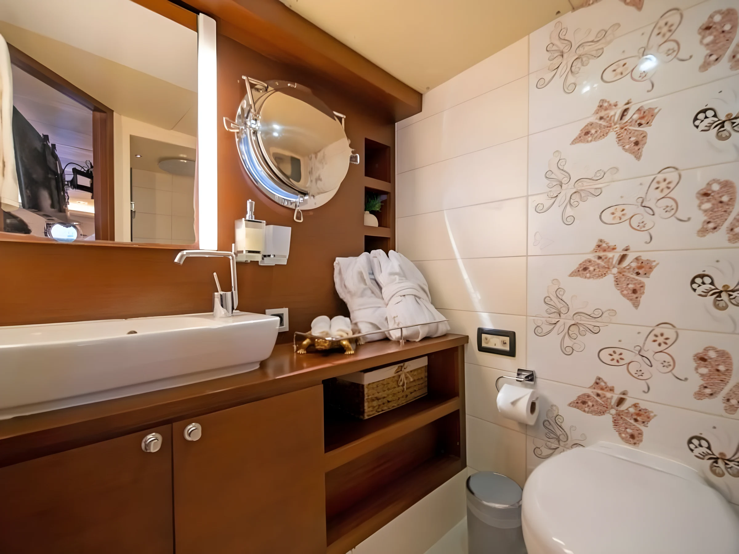 En-suite bathroom aboard a crewed gulet charter Bodrum vessel