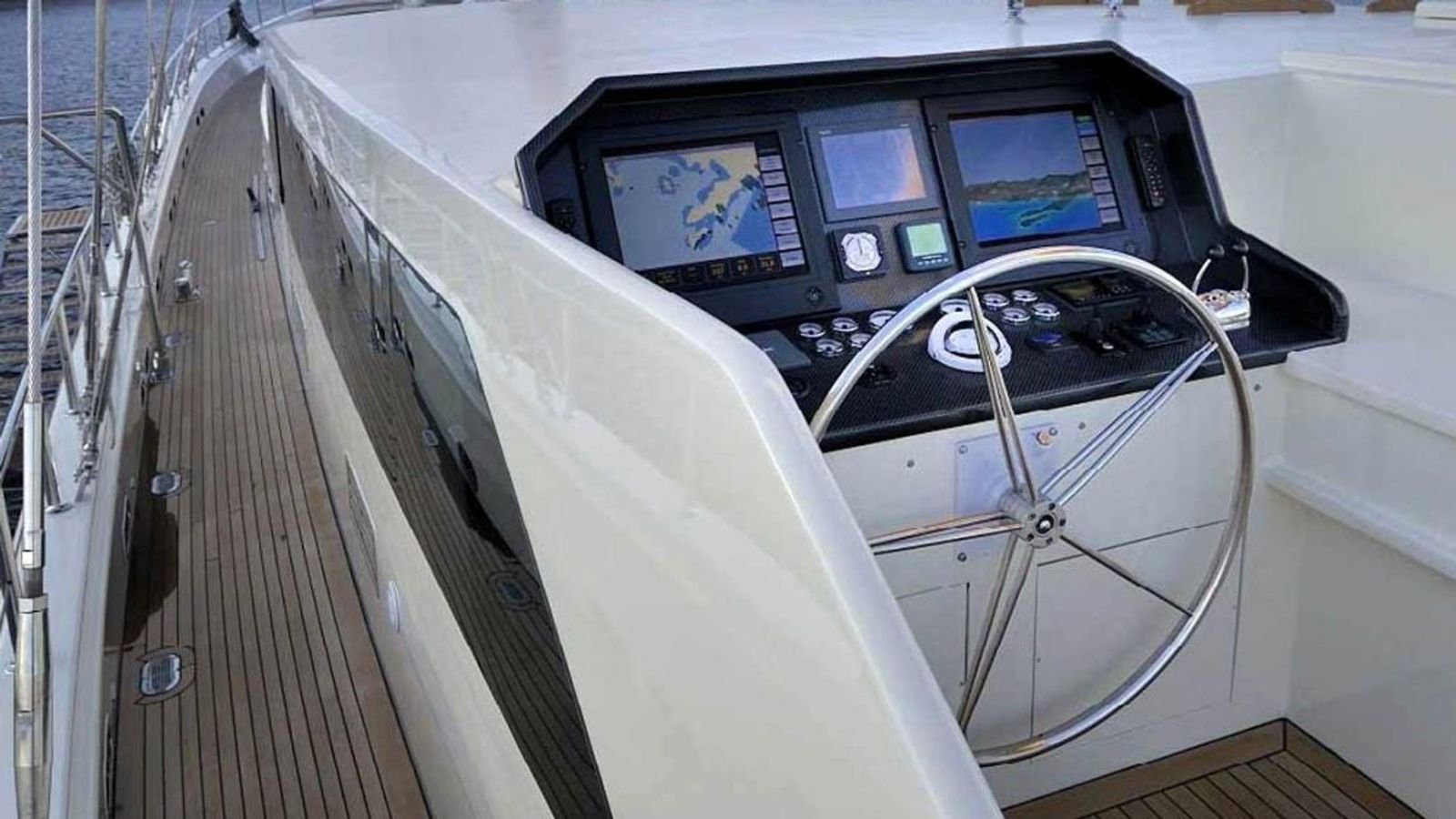 Outside helm station and instruments aboard a deluxe gulet charter in Turkey