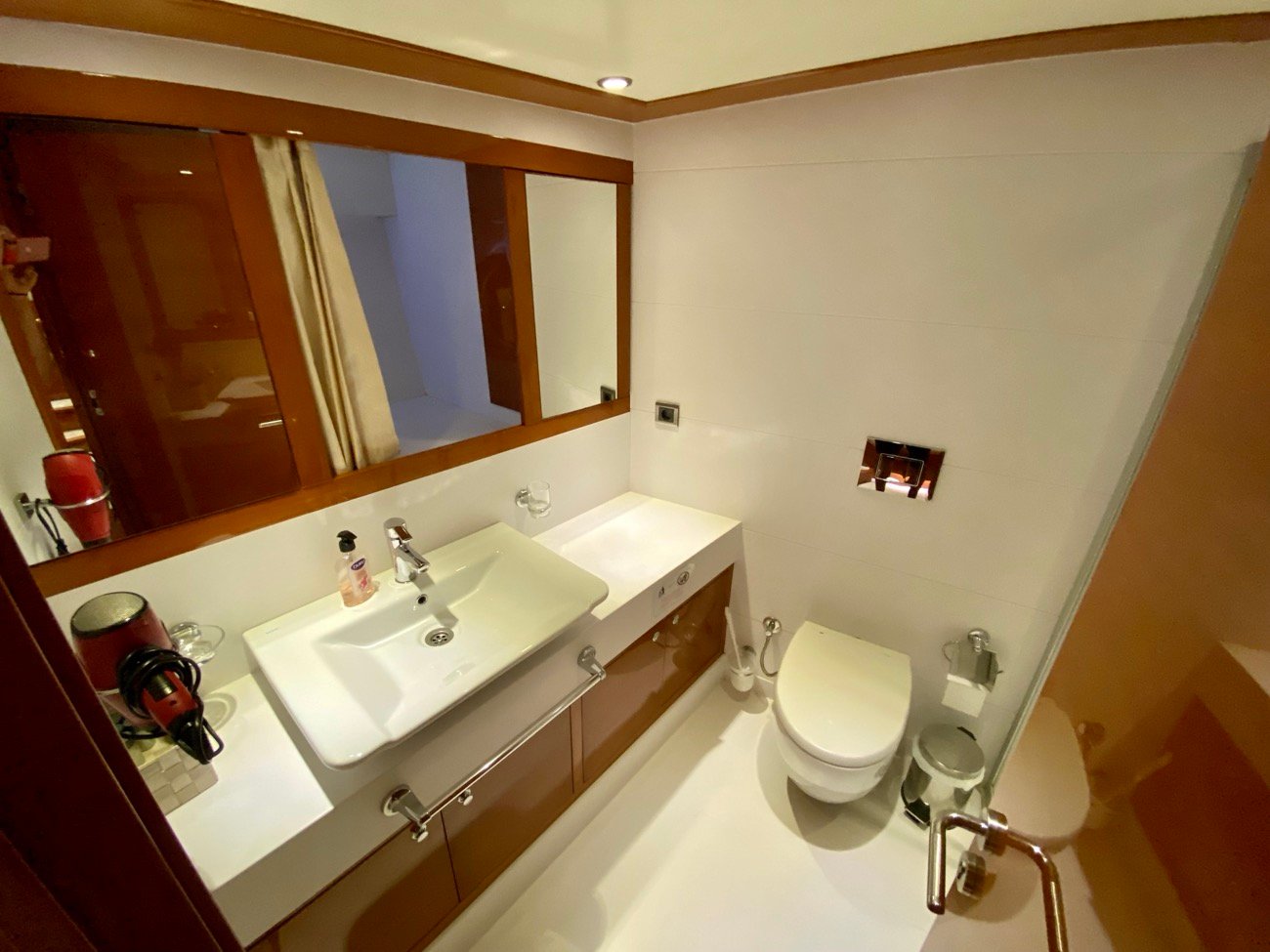 En-suite bathroom aboard a 37m private gulet charter in Bodrum — CA3713