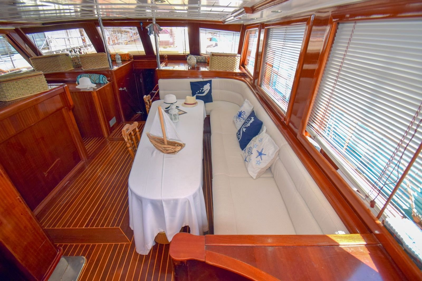 Saloon seating on a gulet charter Marmaris vessel