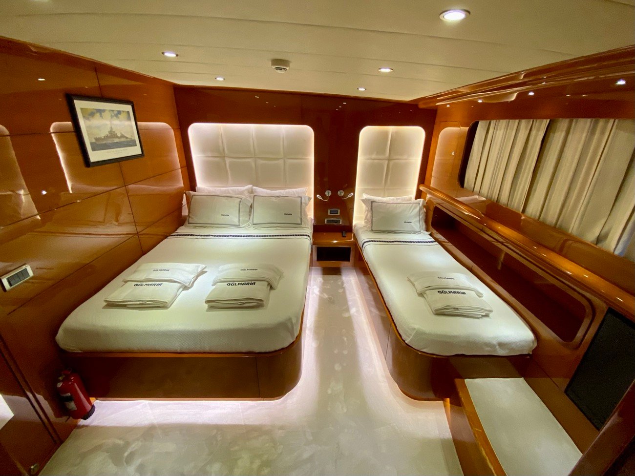Twin guest cabin aboard a 37m gulet charter for 12 guests, Bodrum — CA3713
