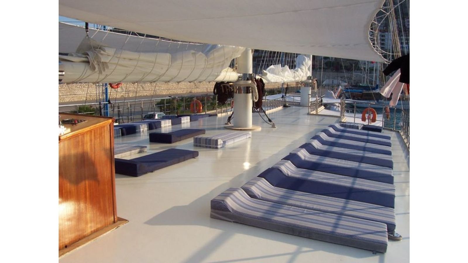 Upper deck loungers on a gulet charter Fethiye yacht