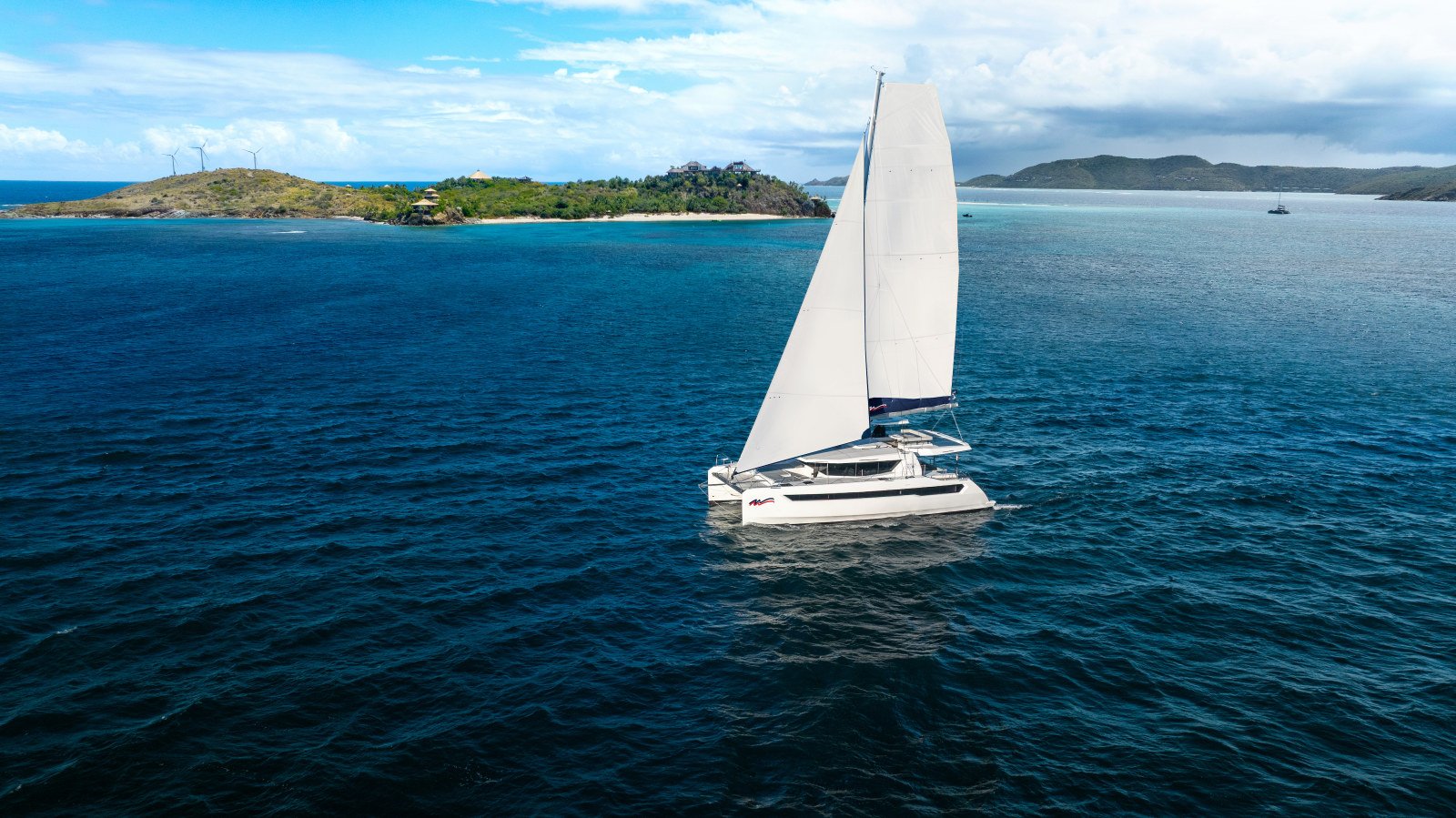 Leopard 52 catamaran sailing off the Turkish coast on charter from Fethiye