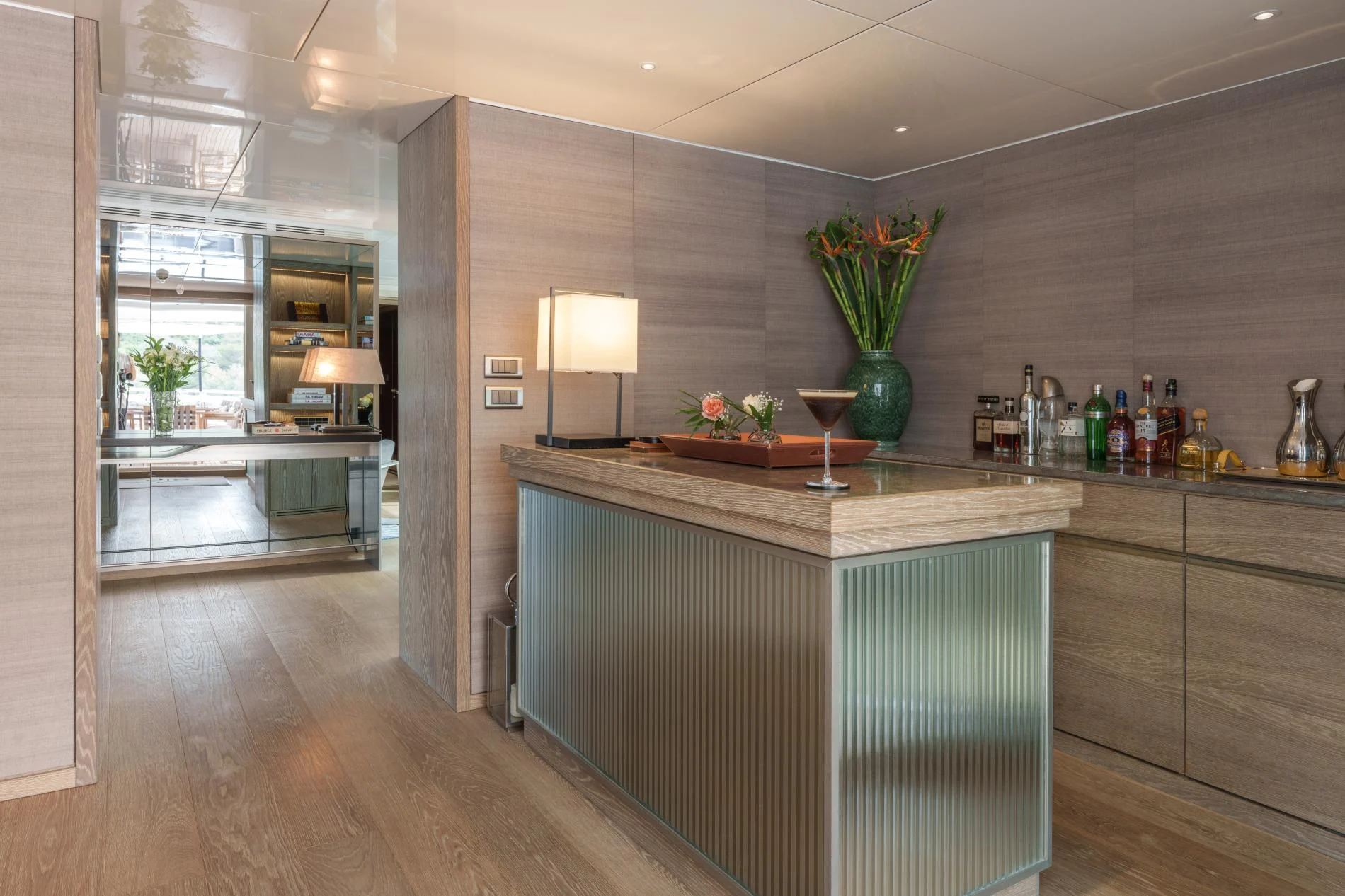 Bar and pantry aboard a 47m crewed superyacht charter, Turkish Riviera — OS4712