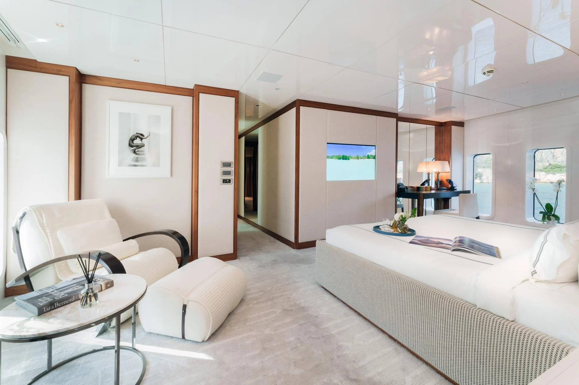 VIP suite with private lounge aboard a 47m luxury superyacht charter Göcek — OS4712