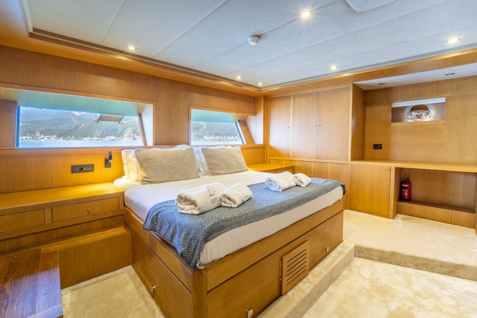 Flybridge helm station aboard Happy Days, Luxury Gulet Charter Fethiye