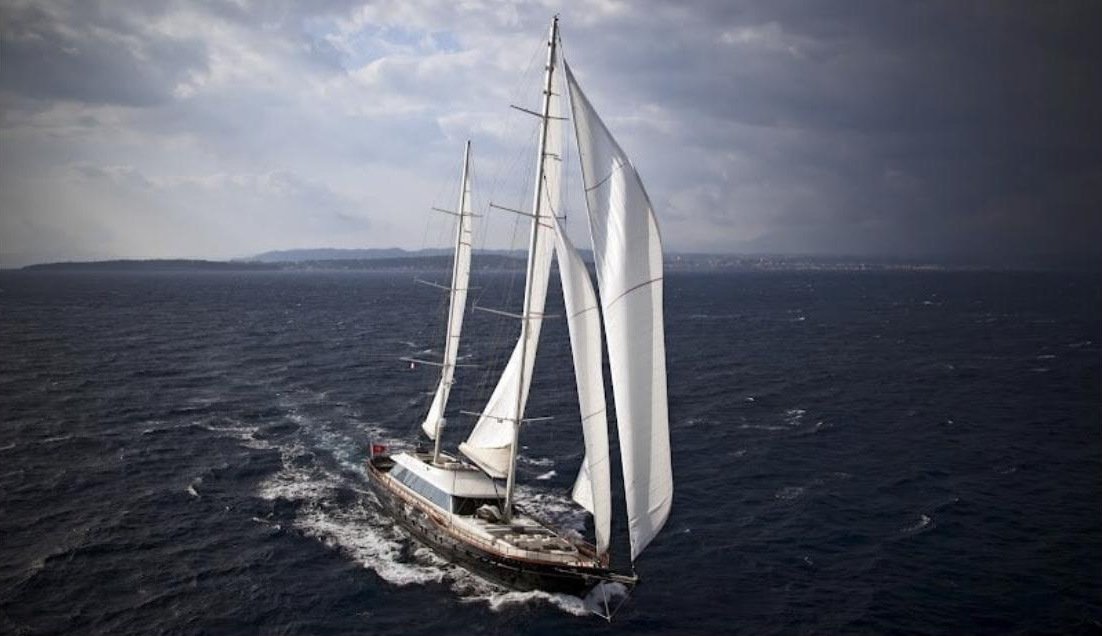 46m luxury sailing gulet charter Bodrum, under full sail