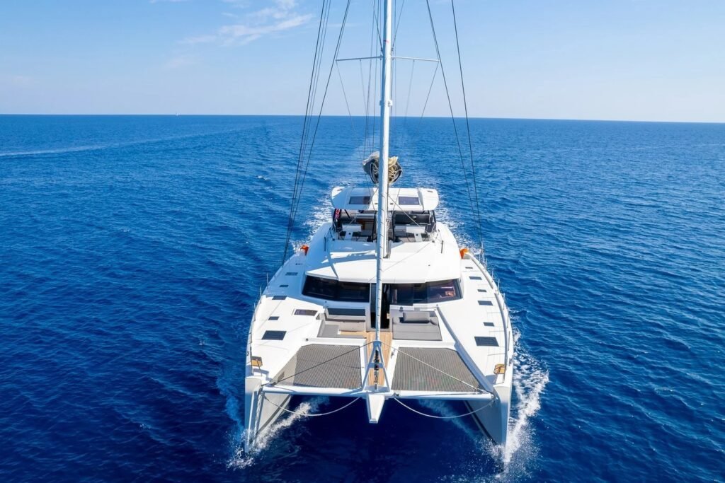 Alegria 67 charter Bodrum - Fountaine Pajot Alegria 67 sailing catamaran charter Bodrum under full sail in the Gulf of Gökova