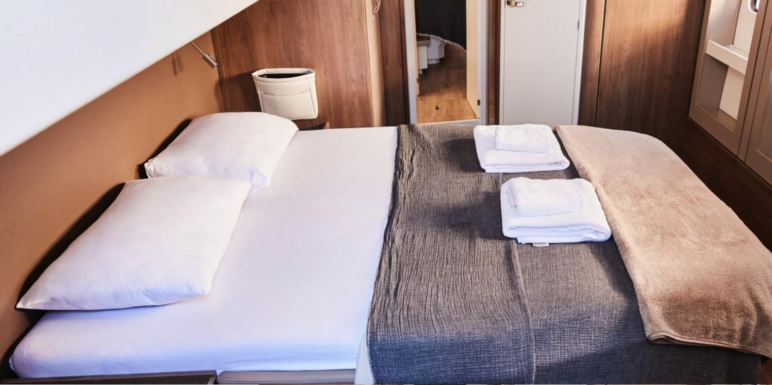 Bali 4.8 charter Marmaris - guest cabin with its en-suite head through the door