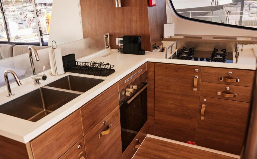 Bali 4.6 charter Marmaris — fully equipped galley with oven and hob