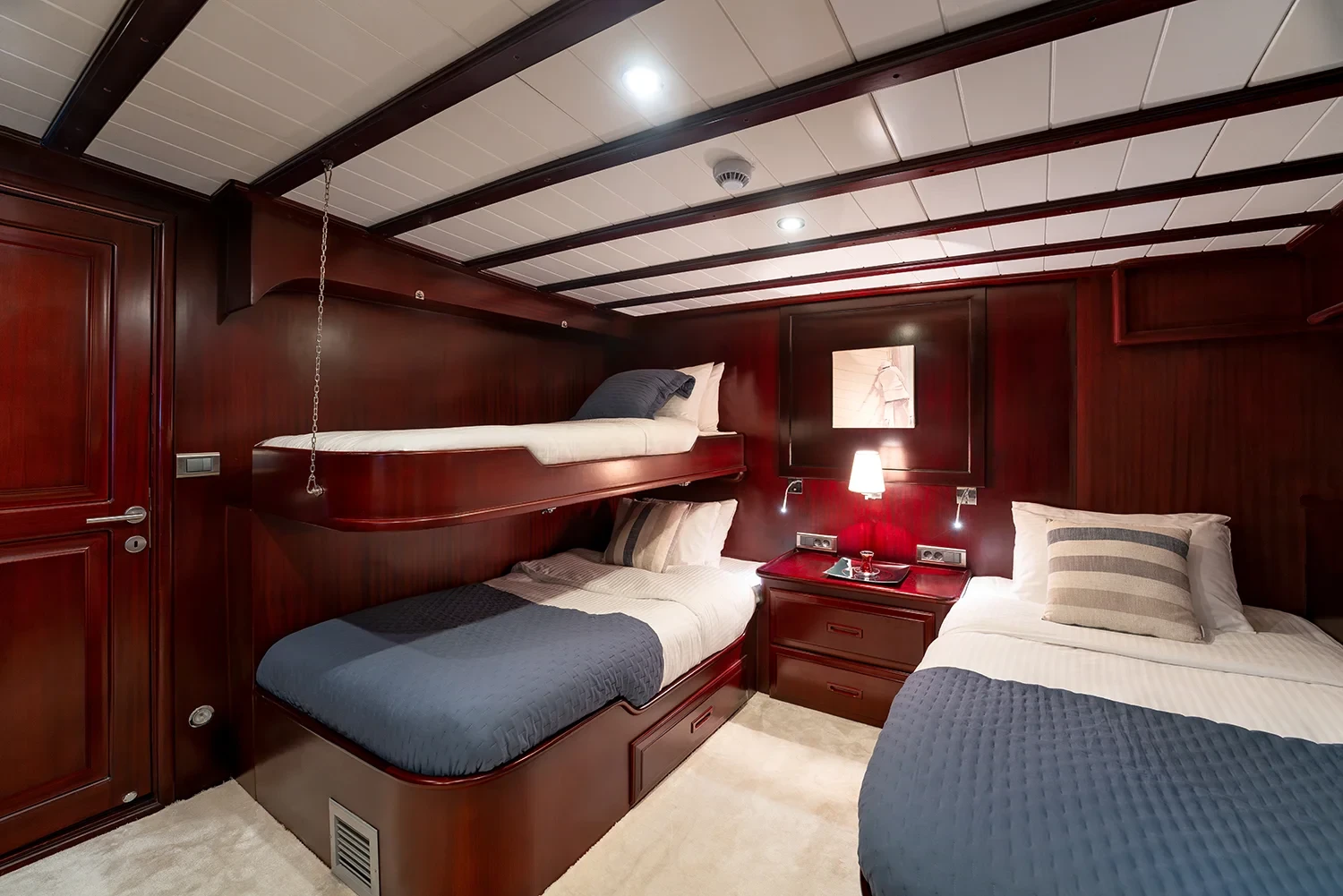 AS3310 motor yacht Gocek charter starboard twin pullman cabin with three berths