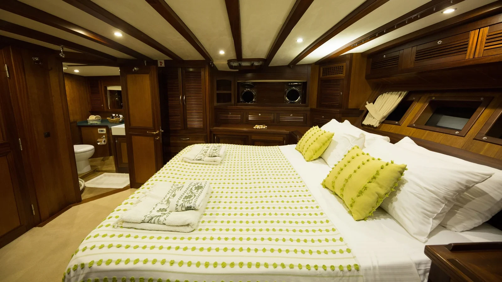 LF2308 23m deluxe gulet charter Rhodes aft master cabin queen bed