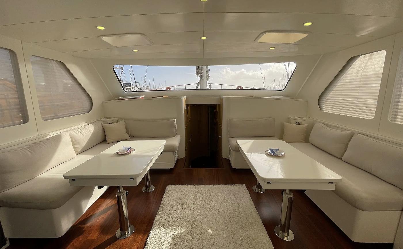 Main saloon looking forward on a family gulet charter Bodrum