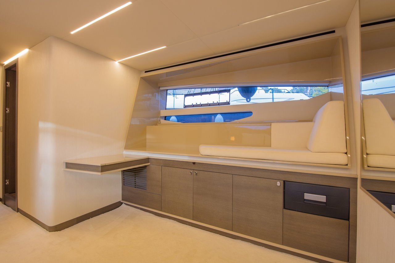 Fitted galley aboard a flybridge motor yacht charter in Göcek, Turkey