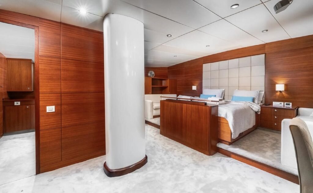 VIP cabin with walk-around berth on a sailing gulet charter Bodrum yacht