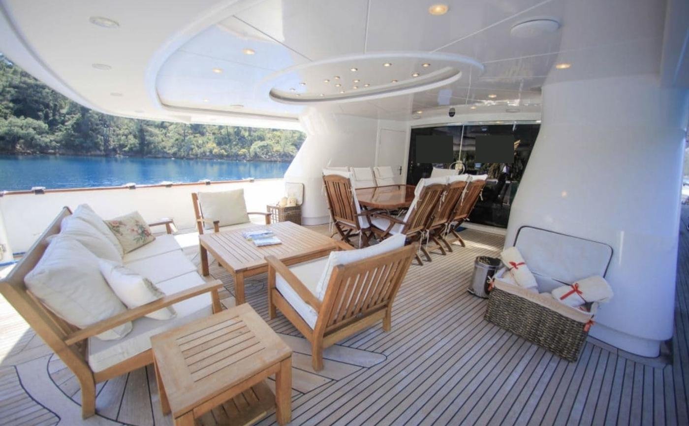 Ses Yachts 129 charter Bodrum aft deck lounge and dining