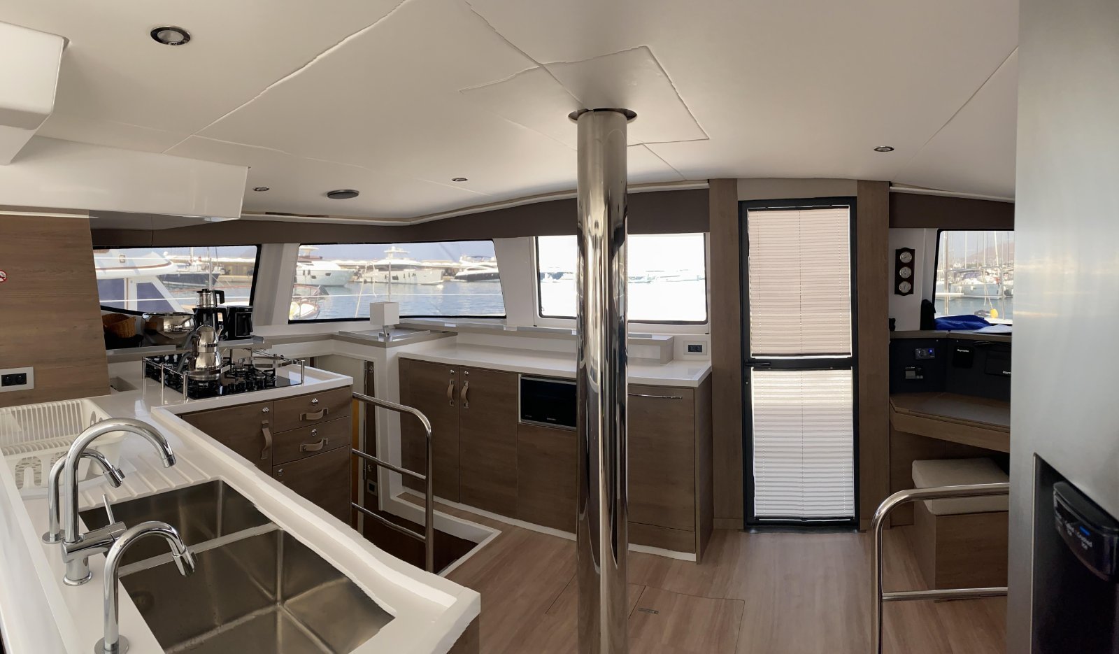 Galley with island worktop on a Bali 4.6 catamaran charter Fethiye