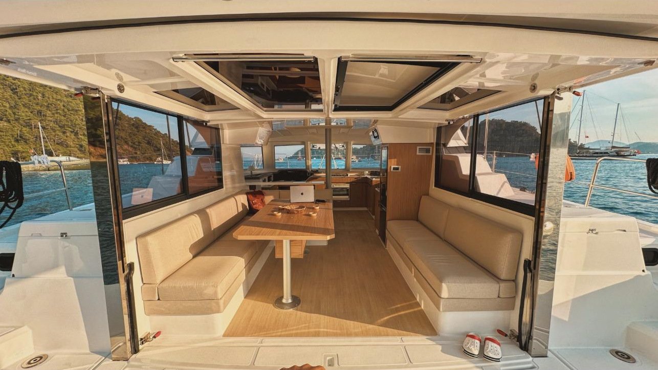 Cockpit opening into the saloon on a Bali Catspace