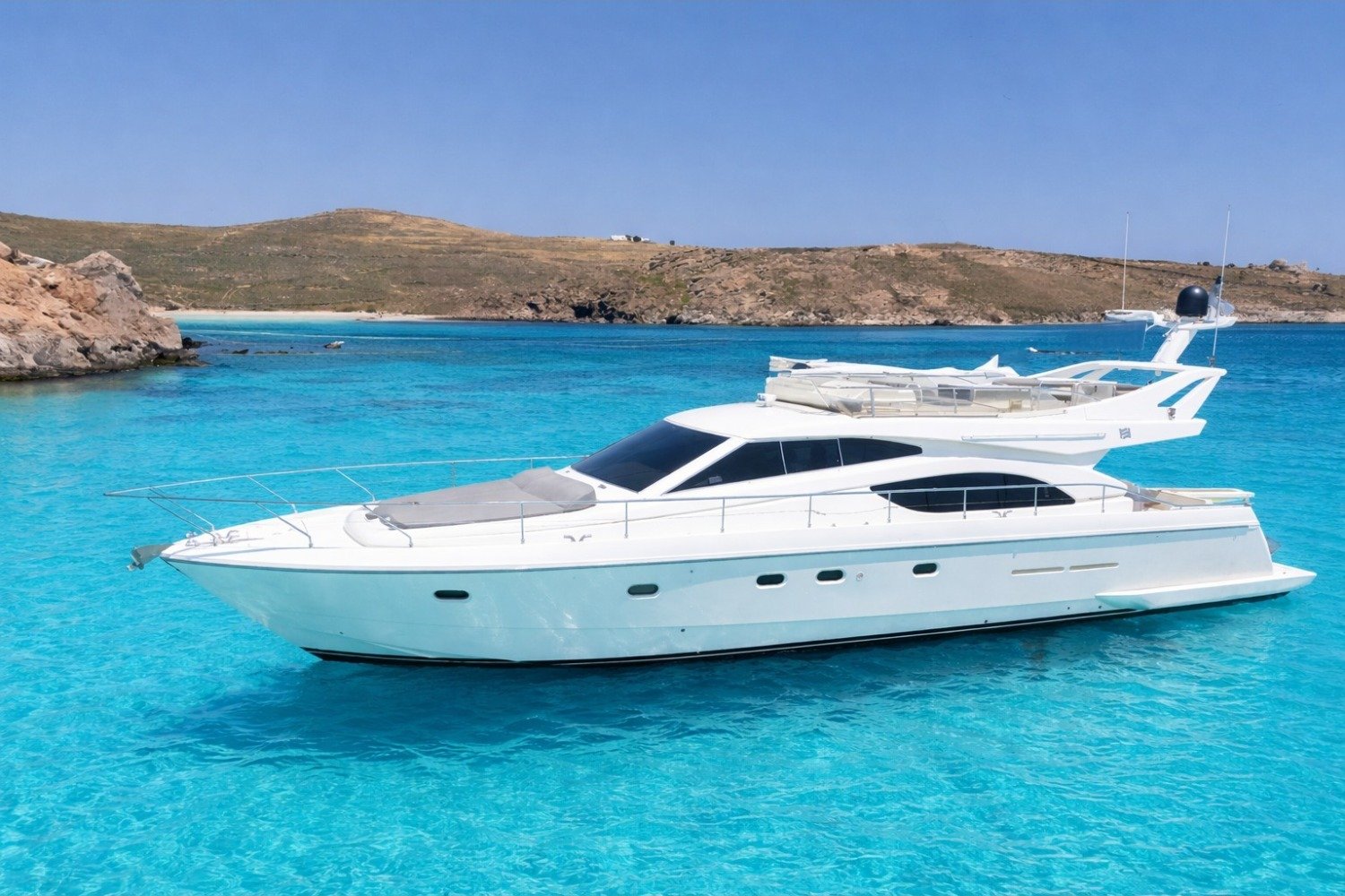 Ferretti 53 Motor Yacht Charter Mykonos | 3-Cabin Crewed Flybridge Yacht | FE1603