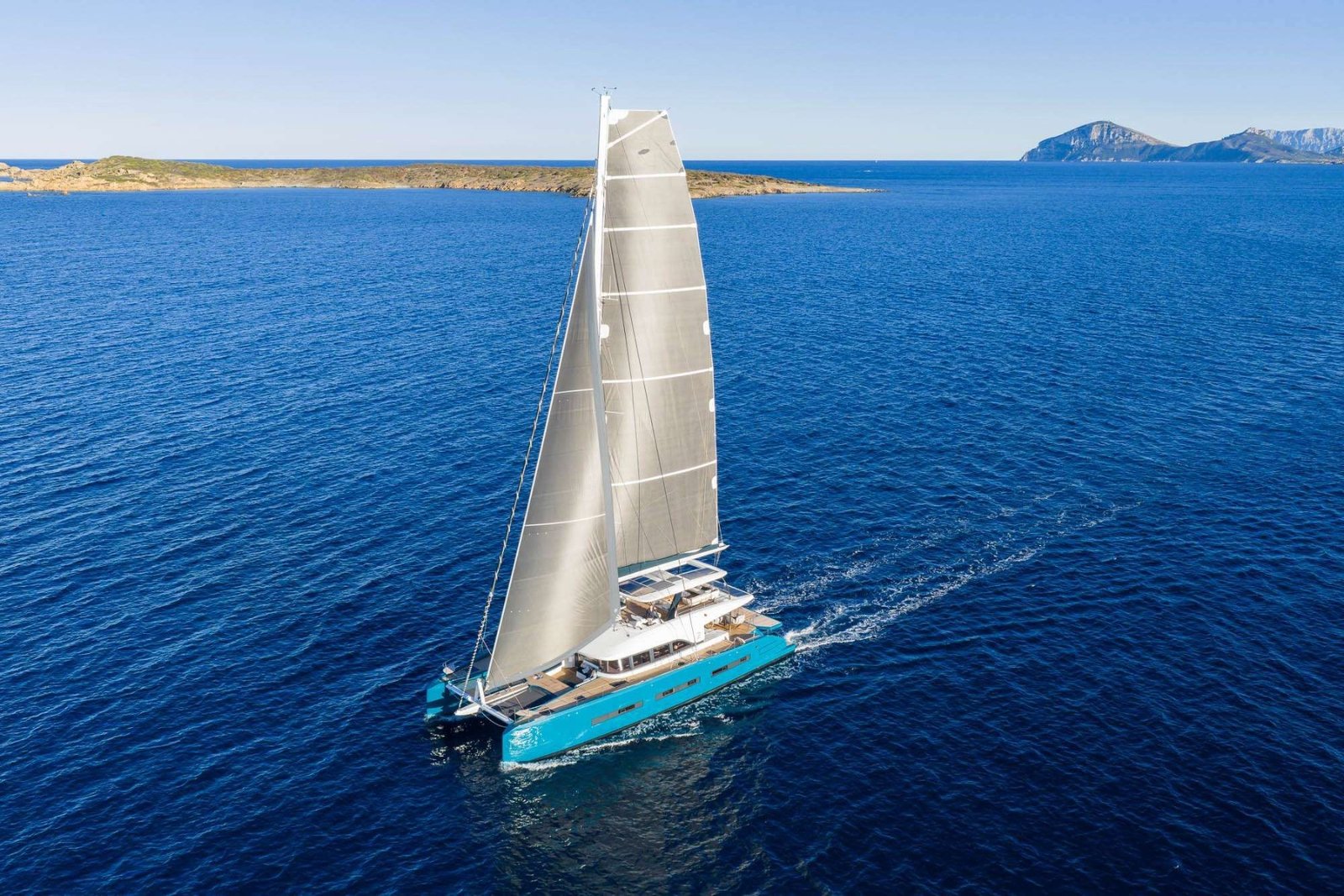Sunreef 60 charter Ibiza catamaran underway in the Balearics