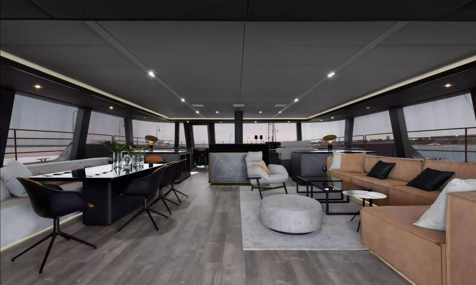 Main saloon of a Sunreef 80 catamaran charter Greece